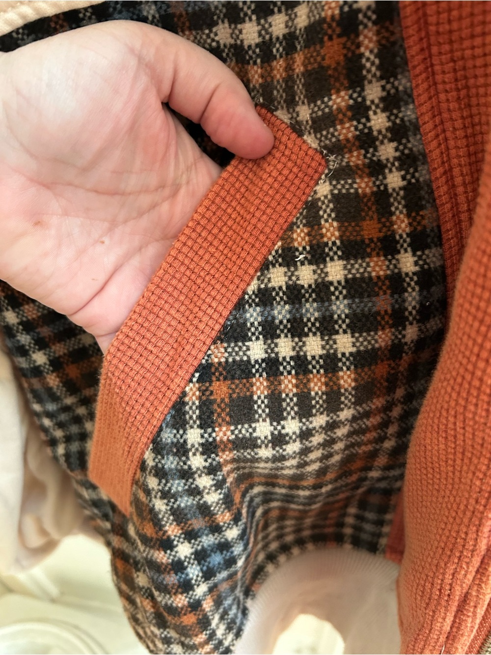 NWOT Oli and Hali Patchwork Zip-Up Jacket in Rust & Cream - Picture 3 of 4